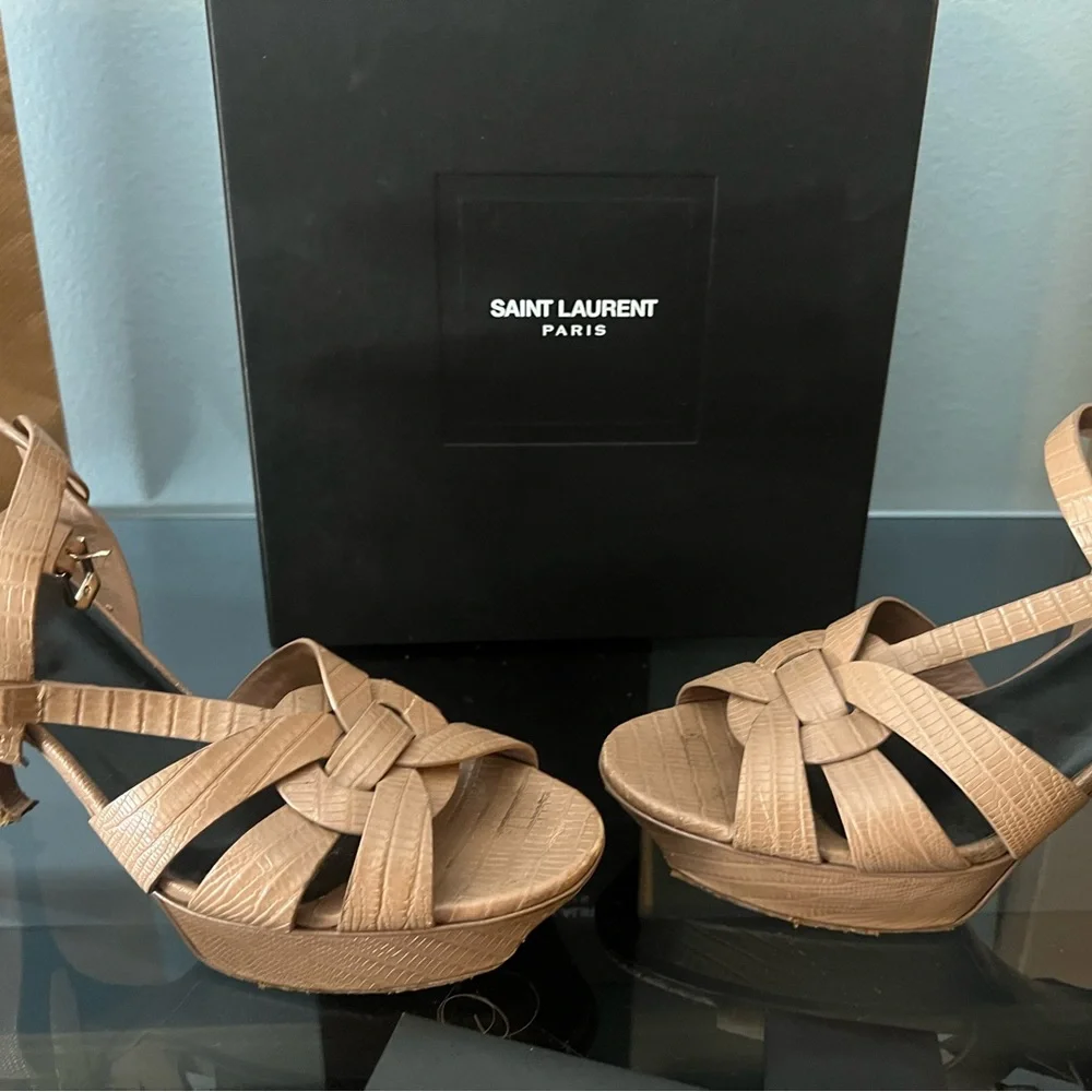 Saint Laurent T-Strap Platform Sandals - Picture 12 of 15